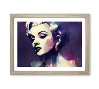 Pastel Marilyn Monroe Abstract H1022 Framed Print for Living Room Bedroom Home Office Décor, Wall Art Picture Ready to Hang, Oak A4 Frame (34 x 25 cm)