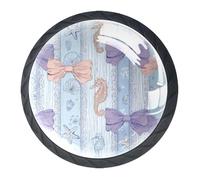 Pastel Marine Starfish Coral Seahorse Seashel and Bows Kitchen Cabinet Knobs, Decorative Drawer Dresser Knobs with Screws Pulls Handles Hardware for Home Furniture, 4 Pack