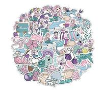 Pastel Mermaid Vinyl Stickers, 50 PCS Waterproof Illustrated Ocean Character Decals for Laptops, Scrapbooking, Journals, Notebooks, Water Bottles, Suitcases, Phones & DIY Decor