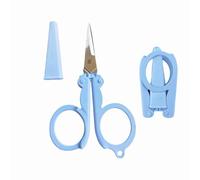 Pastel Mini Folding Scissors with Safety Cap Small Portable Travel Scissors Small Badge Scissors Yarn Scissors Kids Small Cutter for Cutting Scrapbooking Crafts Sewing Blue (Pack of 1)