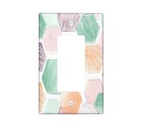 Pastel Modern Hexagon Decorative Switch Cover Plate 1 Gang Single Rocker, Fun Geometric Electrical Faceplate for Bedroom Bathroom Decor, Cute Funky Groovy Standard Size Switchplate