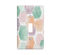 Pastel Modern Hexagon Decorative Switch Cover Plate 1 Gang Single Toggle, Fun Geometric Electrical Faceplate for Bedroom Bathroom Decor, Cute Funky Groovy Standard Size Switchplate