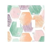 Pastel Modern Hexagon Decorative Switch Cover Plate 2 Gang Double Toggle, Fun Geometric Electrical Faceplate for Bedroom Bathroom Decor, Cute Funky Groovy Standard Size Switchplate