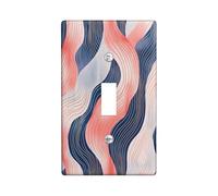 Pastel Modern Line Decorative Switch Cover 1 Gang Single Toggle, Colorful Abstract Minimalist Switchcover Wall Plate, Fun Simple Electrical Faceplate for Bedroom Living Room Decor