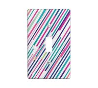 Pastel Modern Line Decorative Switch Cover 1 Gang Single Toggle, Colorful Abstract Striped Switchcover Wall Plate, Cool Fun Electrical Faceplate for Bedroom Living Room Decor