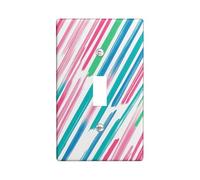 Pastel Modern Line Decorative Switch Cover 1 Gang Single Toggle, Colorful Abstract Striped Wall Plate Cover, Standard Size, Cool Fun Electrical Faceplate for Bedroom Living Room Decor