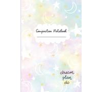 Pastel Moon & Stars Composition Notebook: Wide Ruled 6x9 Notebook for School, Notes & Writing
