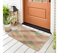 Pastel Morden Plaid Front Black Door Mat Outside Inside Entrance 29 * 17, Morden Geometric Check Outdoor Indoor Non Slip Doormat, Small Checkered Stripe Classroom Patio Garage Shoes Off Doormat