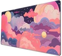 Pastel Mouse Pad Xxl-31.5x15.7in-Kawaii Anime Clouds Desk Pad-Pink Purple Cute Keyboard Mat-Large Gaming Mousepad for Gamer- Big Desk Mat for Women Cozy Office Decor
