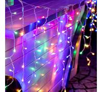 (Pastel Multi-Coloured) The Magic Toy Shop 200 Christmas LED Icicle Snowing Chaser Xmas Lights Timer & Memory Indoor / Outdoor