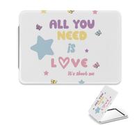 Pastel Multicolour Love Small Mirror, 1X/2X Rectangular Pocket Mirror, Pu Leather Portable Travel Minis Compact Mirrors, Travel Essentials Handheld Mirrors, Ladies Gifts, Teenage Girls Gifts