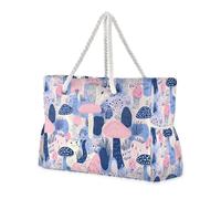 Pastel Mushroom Sandproof Big Tote Bags with side pocketes Weekender Bag Women Perfect for Travel Pool Swim Beach Vacation Necessities
