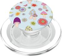 Pastel Mushrooms Flowers & Butterflies Light Blue Aesthetic PopSockets PopGrip for MagSafe