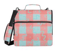 Pastel Neo-Memphis Gingham Binder 3 Rings With Zipper With Handle Easy To Carry School Supplies Organizer For High School Students