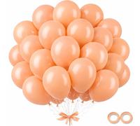 Pastel Orange Balloons 50 Pack 5 Inch with Ribbon Roll Macaron Light Orange Balloon, Latex Balloons for Baby Shower Wedding Birthday Decorations Anniversary Halloween