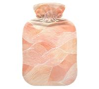 Pastel Orange Waves Cute hot Water Bottle with Soft Cover, 2L Warmer Bag for Hot and Cold Therapies, Period Cramps