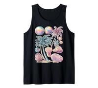 Pastel Palm Trees Seashells Marine Life Dreamy Ocean Art Tank Top
