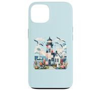 Pastel Patchwork Lighthouse Seaside Cottage Scene Case for iPhone 13