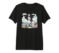 Pastel Patchwork Lighthouse Seaside Cottage Scene Premium T-Shirt