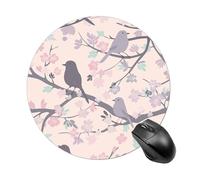 Pastel Peach Bird Round Mouse Pad Funny Mousepad with Non-Slip Rubber Base Waterproof Office Mouse Pad Premium Textured for Laptop Computer