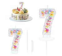 Pastel Pearl Sequin 7th Birthday Candles for Girls, Number 7 Candle, Macaron Candles, Number Birthday Candles for Cakes, 7th Birthday Candle, Cake Candles Cake Topper Decorations for Birthday Party