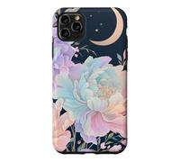 Pastel Peony Crescent Moon Celestial Flower Design Case for iPhone 11 Pro Max