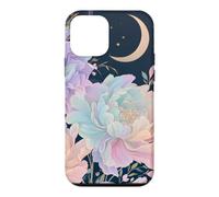 Pastel Peony Crescent Moon Celestial Flower Design Case for iPhone 12 mini