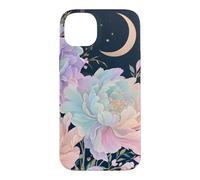 Pastel Peony Crescent Moon Celestial Flower Design Case for iPhone 14 Plus