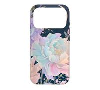 Pastel Peony Crescent Moon Celestial Flower Design Case for iPhone 17 Pro