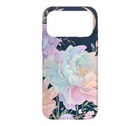 Pastel Peony Crescent Moon Celestial Flower Design Case for iPhone 17 Pro Max