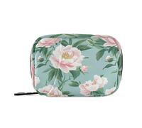 Pastel Peony Flowers medical bag with Detachable Compartments portable pill organizer large