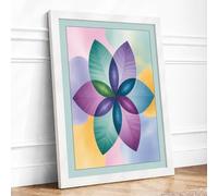 Pastel Petal Bloom Geometric Framed Wall Art Print A1 (84.1×59.4cm) White, Wall Decor for Living Room, Bedroom, Office & Home, Ready to Hang, Art Gift