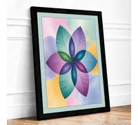 Pastel Petal Bloom Geometric Framed Wall Art Print A2 (59.4×42cm) Black, Wall Decor for Living Room, Bedroom, Office & Home, Ready to Hang, Art Gift