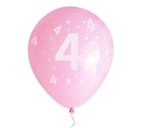 Pastel Pink 10PCS 12" Latex Birthday Balloons - Assort Digit & Number 4 Age Balloons for 4 Year Old Girl's Birthday & Anniversaries