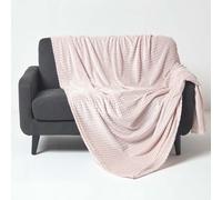 Homescapes Pastel Pink Mora Faux Fur Velvet Throw 200 X 230 Cm