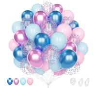 Pastel Pink and Blue Balloons, 60 Pcs 12 Inch, Gender Reveal Decorations | Confetti Balloons, with 2* 10m Ribbons, Thickened Latex, for Boys or Girls Party, Birthday Decoration, Baby Shower