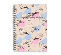 Pastel Pink and Blue Birds 2026 Journal Diary A5 To Do List Notebook Journal Daily Daily for Men Diary Planner for Student Week To View Monthly Year Planner with Dotted Line Note Page Slim