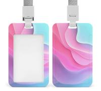 Pastel Pink and Blue Pool Water Wavy ID Badge Holder Retractable Clip Card Holder Card Protector Name Badge Name Tag for Work Office Doctor Nurse
