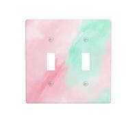 Pastel Pink and Mint Green Watercolor Double Gang Toggle Light Cover Wall Plate Switch Decor Standard Size - 11.4x11.4cm