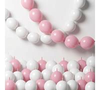 Pastel Pink and White Linking Balloons, 100PCS 6 In Light Pink White Quick Link Balloons for Making Balloon Wall Heart Arch Tails Balloon for Wedding Birthday Baby Shower Bow Coquette Party Decoration