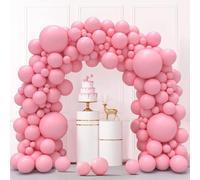 Pastel Pink Balloons, 130PCS Baby Pink Balloon Arch Kit, 18 12 10 5 Inch Light Macaron Latex Balloons, Party Balloon for Birthday Wedding Baby Shower Gender Reveal Decorations