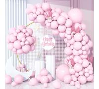 Pastel Pink Balloons, 130Pcs Baby Pink Pastel Balloons Party Latex Balloon Garland Arch Kit 18/12/10/5 Inch Girl Kid Birthday Anniversary Gender Reveal Baby Shower Baptism Engagement Deco