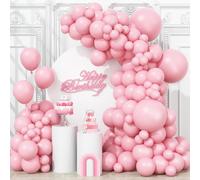 Pastel Pink Balloons Different Sizes, 123 Packs Pink Balloons, Pack of 18 12 10 5 Inch Baby Pink Balloons Garland Arch Kit for Birthday Baby Shower Gender Reveal Wedding Decoration