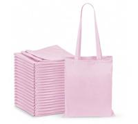 Pastel Pink Canvas Tote Bags, Bulk Pack of 100 100% Natural Cotton Blank Shopping Bags for Printing, Crafting & Personalisation, Reusable Eco-Friendly Tote Bags with Long Handles (36 x 40cm, 140gsm)