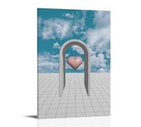 Pastel Pink Floating Heart in Arch Surreal Poster Canvas Print Art Modern Minimalist Aesthetic Wall Art Art Print Stunning Wall Decoration for Bedroom Apartment Dorm Room Artworks Canvas Room Aestheti