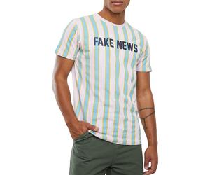 (Pastel Pink, L) Brave Soul Mens T-Shirts Short Sleeve Striped Top
