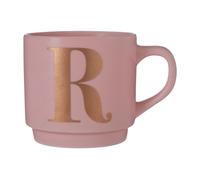 Pastel Pink Mug With Personalized R Letter Detail,Distinctive Decorative Mug,Gold R Etching Home Décor Piece Premier Housewares Pink One Size