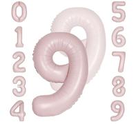 Pastel Pink Number 9 Foil Balloon - Small 30cm 12inch Air-Only Party Decoration, Birthday, Anniversary, Celebration (2 Pack)