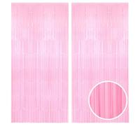 Pastel Pink Party Backdrop Decoration - Foil Fringe Streamers for Baby Shower/Valentines/Galentines/Ice Cream/Sweet/Cloud/Unicorn/Princess Birthday - 3.2ft X 8.2ft - 2 Packs
