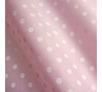 Pastel Pink Polycotton Fabric with Printed 5mm White Spot (Per Metre)